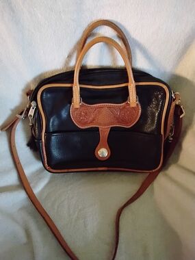 Leather Two-Tone Black and Tan Men's Satchel